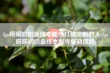 fgo唠唠叨叨最终本能寺打破法则的人(fgo唠唠叨叨最终本能寺复刻攻略)