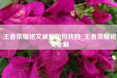 王者荣耀铭文被解如何找回_王者荣耀铭文全解