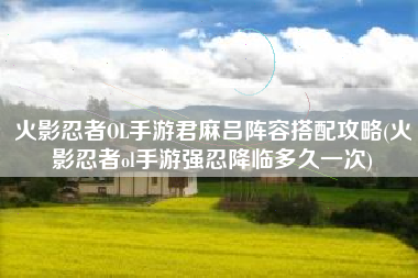 火影忍者OL手游君麻吕阵容搭配攻略(火影忍者ol手游强忍降临多久一次)