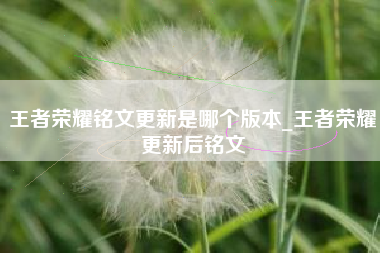 王者荣耀铭文更新是哪个版本_王者荣耀更新后铭文