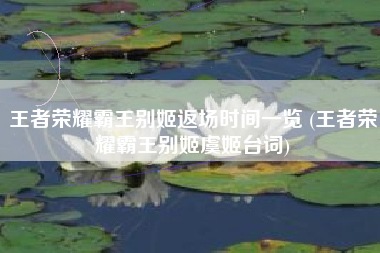 王者荣耀霸王别姬返场时间一览 (王者荣耀霸王别姬虞姬台词)