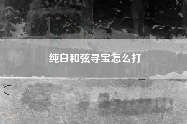纯白和弦寻宝怎么打