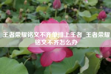 王者荣耀铭文不齐单排上王者_王者荣耀铭文不齐怎么办