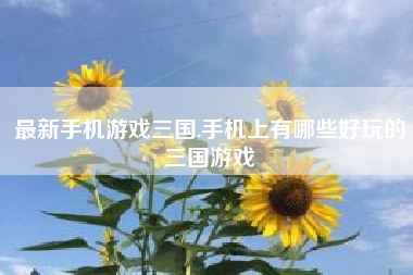 最新手机游戏三国,手机上有哪些好玩的三国游戏