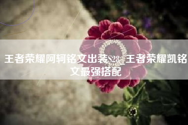 王者荣耀阿轲铭文出装S28_王者荣耀凯铭文最强搭配