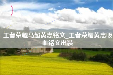 王者荣耀马超黄忠铭文_王者荣耀黄忠吸血铭文出装
