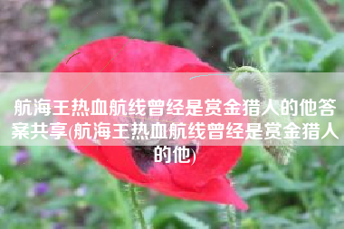 航海王热血航线曾经是赏金猎人的他答案共享(航海王热血航线曾经是赏金猎人的他)