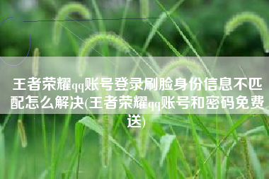 王者荣耀qq账号登录刷脸身份信息不匹配怎么解决(王者荣耀qq账号和密码免费送)