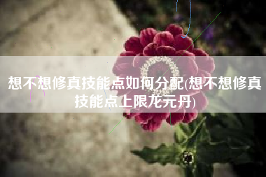 想不想修真技能点如何分配(想不想修真技能点上限龙元丹)