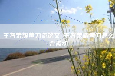 王者荣耀黄刀流铭文_王者荣耀黄刀怎么叠被动