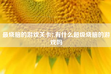 最烧脑的游戏关卡7,有什么超级烧脑的游戏吗