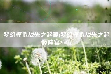 梦幻模拟战光之起源(梦幻模拟战光之起源阵容2021)