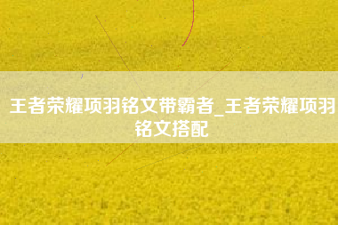 王者荣耀项羽铭文带霸者_王者荣耀项羽铭文搭配