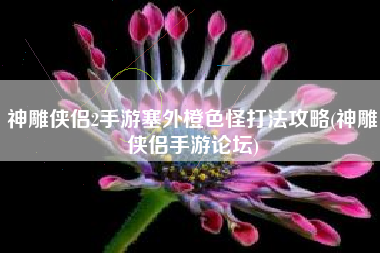 神雕侠侣2手游塞外橙色怪打法攻略(神雕侠侣手游论坛)