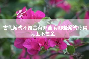 古代游戏不氪金有哪些,有哪些游戏称得上不氪金