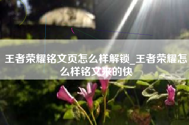 王者荣耀铭文页怎么样解锁_王者荣耀怎么样铭文来的快