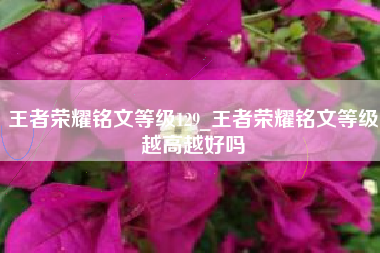 王者荣耀铭文等级129_王者荣耀铭文等级越高越好吗