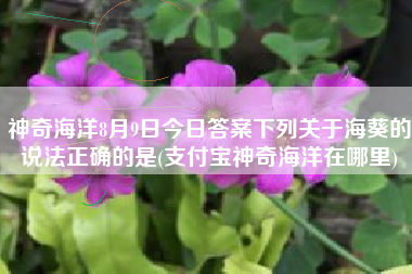 神奇海洋8月9日今日答案下列关于海葵的说法正确的是(支付宝神奇海洋在哪里)