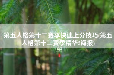 第五人格第十二赛季快速上分技巧(第五人格第十二赛季精华2海报)