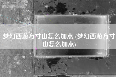 梦幻西游方寸山怎么加点 (梦幻西游方寸山怎么加点)