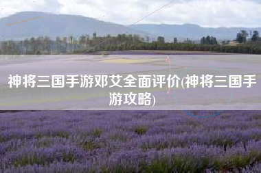 神将三国手游邓艾全面评价(神将三国手游攻略)