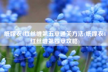纸嫁衣4红丝缠第五章通关方法(纸嫁衣4红丝缠第四章攻略)