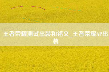 王者荣耀测试出装和铭文_王者荣耀AP出装