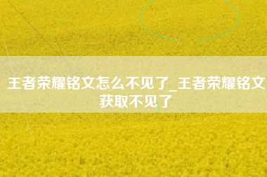 王者荣耀铭文怎么不见了_王者荣耀铭文获取不见了