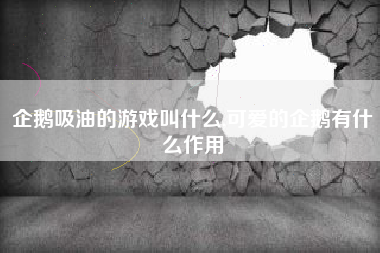 企鹅吸油的游戏叫什么,可爱的企鹅有什么作用