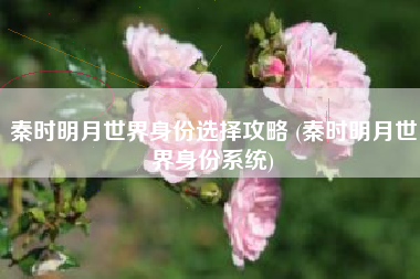 秦时明月世界身份选择攻略 (秦时明月世界身份系统)