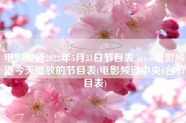 电影频道2022年5月31日节目表 cctv6电影频道今天播放的节目表(电影频道中央6台节目表)