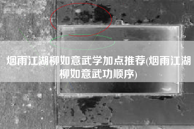 烟雨江湖柳如意武学加点推荐(烟雨江湖柳如意武功顺序)