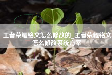 王者荣耀铭文怎么修改的_王者荣耀铭文怎么修改系统方案