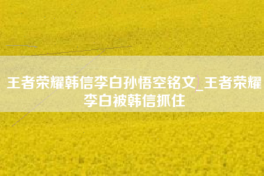 王者荣耀韩信李白孙悟空铭文_王者荣耀李白被韩信抓住