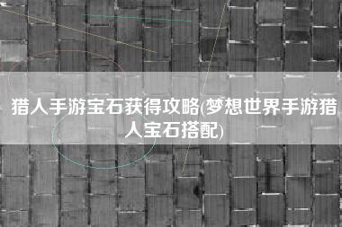 猎人手游宝石获得攻略(梦想世界手游猎人宝石搭配)