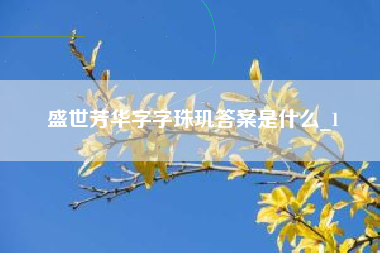 盛世芳华字字珠玑答案是什么_1