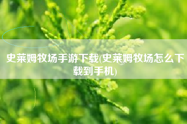 史莱姆牧场手游下载(史莱姆牧场怎么下载到手机)