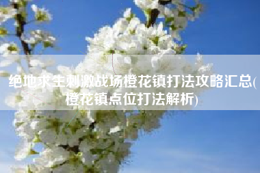 绝地求生刺激战场橙花镇打法攻略汇总(橙花镇点位打法解析)