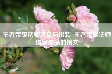 王者荣耀法师铭文与出装_王者荣耀法师伤害最高的铭文