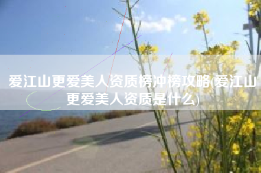 爱江山更爱美人资质榜冲榜攻略(爱江山更爱美人资质是什么)