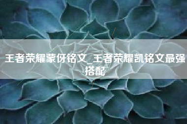 王者荣耀蒙伢铭文_王者荣耀凯铭文最强搭配