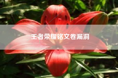 王者荣耀铭文卷漏洞
