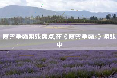 魔兽争霸游戏盘点,在《魔兽争霸3》游戏中