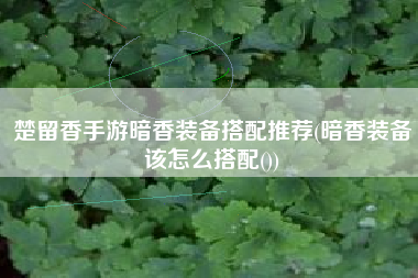 楚留香手游暗香装备搭配推荐(暗香装备该怎么搭配())