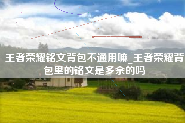 王者荣耀铭文背包不通用嘛_王者荣耀背包里的铭文是多余的吗