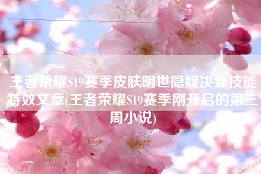 王者荣耀S19赛季皮肤明世隐疑决卦技能特效文章(王者荣耀S19赛季刚开启的第三周小说)