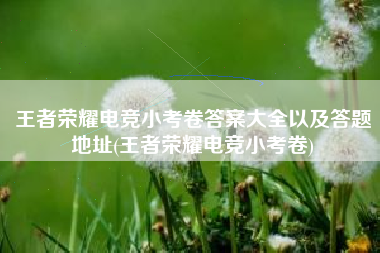 王者荣耀电竞小考卷答案大全以及答题地址(王者荣耀电竞小考卷)