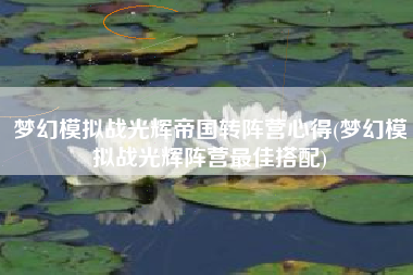 梦幻模拟战光辉帝国转阵营心得(梦幻模拟战光辉阵营最佳搭配)