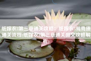 纸嫁衣3第三章通关攻略：纸嫁衣3鸳鸯债通关流程(纸嫁衣3第三章通关图文攻略解析)