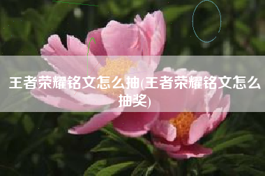 王者荣耀铭文怎么抽(王者荣耀铭文怎么抽奖)